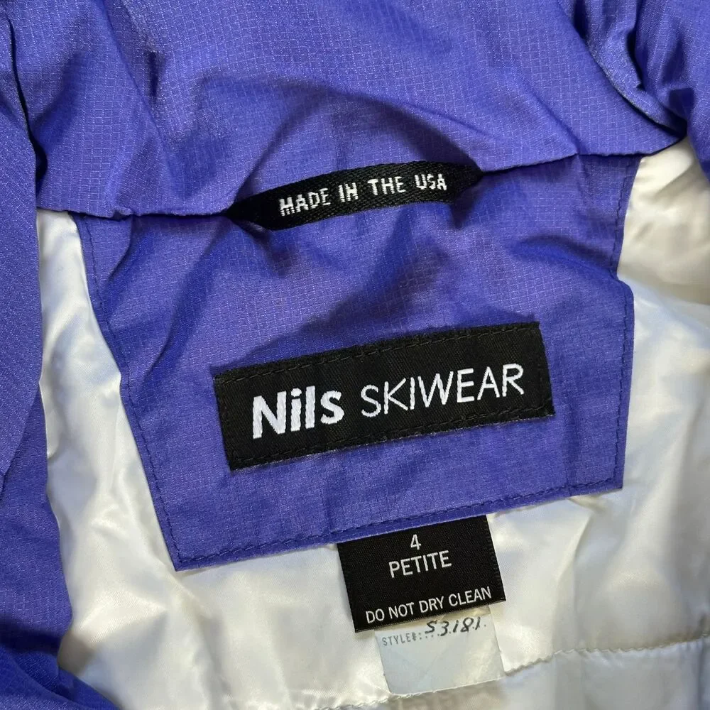 Vintage Nils Skiwear One Piece Ski Suit 4 Petite Purple Black 90s Made in USA⁠